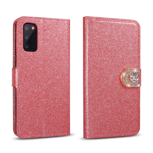 ZCDAYE Hülle für Galaxy S20 Ultra, Luxus Glitter [Magnetverschluss] PU Leder Flip Wallet [Liebe Diamant Buckle] [Kartensteckplätze] [Kickstand] Folio Soft-TPU-Hülle für Galaxy S20 Ultra - Rosa
