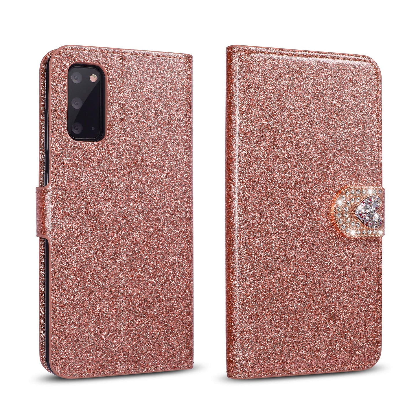 ZCDAYE Hülle für Galaxy S20 Ultra, Luxus Glitter [Magnetverschluss] PU Leder Flip Wallet [Liebe Diamant Buckle] [Kartensteckplätze] [Kickstand] Folio Soft-TPU-Hülle für Galaxy S20 Ultra - Roségold