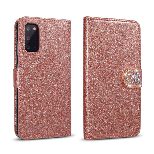 ZCDAYE Hülle für Galaxy S20 Ultra, Luxus Glitter [Magnetverschluss] PU Leder Flip Wallet [Liebe Diamant Buckle] [Kartensteckplätze] [Kickstand] Folio Soft-TPU-Hülle für Galaxy S20 Ultra - Roségold